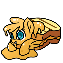 Size: 1500x1500 | Tagged: safe, artist:exoticeon, derpibooru import, oc, oc only, food pony, original species, pony, cheese, female, food, grilled cheese, ponified, sandwich, simple background, solo, transparent background