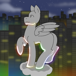 Size: 990x990 | Tagged: safe, derpibooru import, oc, pegasus, pony, butt, commission, photo, plot, rainbow, solo, town, your character here