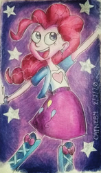 Size: 1280x2171 | Tagged: safe, artist:retroneb, derpibooru import, pinkie pie, equestria girls, boots, clothes, shoes, smiling, solo, traditional art