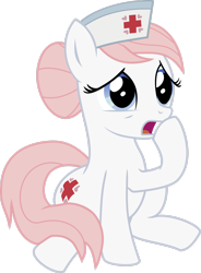 Size: 2100x2856 | Tagged: safe, artist:blackgryph0n, derpibooru import, nurse redheart, earth pony, pony, female, full body, high res, hoof over mouth, hooves, mare, open mouth, simple background, sitting, solo, tail, transparent background, vector