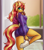 Size: 3112x3500 | Tagged: safe, artist:yutakira92, derpibooru import, sunset shimmer, anthro, unguligrade anthro, unicorn, backpack, blurry background, breasts, bunset shimmer, butt, clothes, colored pupils, explicit source, eye clipping through hair, eyebrows, eyebrows visible through hair, eyelashes, female, horn, looking at you, looking back, looking back at you, mare, plaid shirt, rear view, shirt, shorts, side view, smiling, smiling at you, socks, solo, sunset jiggler, thighs, unmoving plaid