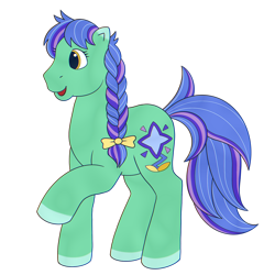 Size: 1280x1280 | Tagged: safe, artist:horse-time-babey, derpibooru import, oc, oc only, oc:casterbay, earth pony, pony, g1, my little pony tales, female, g4 to g1, generation leap, mare, simple background, smiling, solo, transparent background