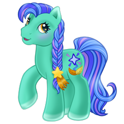 Size: 1280x1280 | Tagged: safe, artist:horse-time-babey, derpibooru import, oc, oc only, oc:casterbay, earth pony, pony, g3, female, g4 to g3, generation leap, mare, simple background, smiling, solo, transparent background