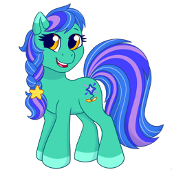 Size: 1280x1280 | Tagged: safe, artist:horse-time-babey, derpibooru import, oc, oc only, oc:casterbay, earth pony, pony, g3.5, female, g4 to g3.5, generation leap, mare, simple background, smiling, solo, transparent background