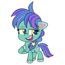 Size: 1280x1280 | Tagged: safe, artist:horse-time-babey, derpibooru import, oc, oc only, oc:casterbay, earth pony, pony, my little pony: pony life, female, g4 to g4.5, lidded eyes, mare, open mouth, open smile, simple background, smiling, solo, transparent background