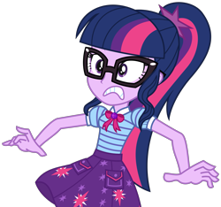 Size: 3059x2866 | Tagged: safe, artist:sketchmcreations, derpibooru import, sci-twi, twilight sparkle, better together, equestria girls, holidays unwrapped, bowtie, female, frown, geode of telekinesis, glasses, gritted teeth, high res, magical geodes, simple background, solo, surprised, the cider louse fools, transparent background, vector