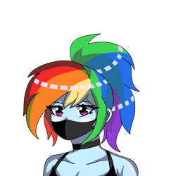 Size: 2000x2000 | Tagged: safe, artist:artevi, derpibooru import, rainbow dash, human, equestria girls, bust, mask, ponytail, simple background, solo, transparent background