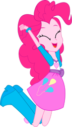 Size: 1280x2235 | Tagged: safe, artist:marcorulezzz, derpibooru import, pinkie pie, equestria girls, eyes closed, open mouth, simple background, solo, transparent background, vector