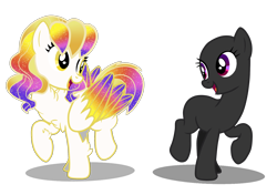 Size: 1700x1200 | Tagged: safe, artist:galeemlightseraphim, derpibooru import, oc, oc only, earth pony, pegasus, pony, base used, chest fluff, duo, earth pony oc, ethereal mane, looking at each other, looking at someone, looking back, pegasus oc, simple background, starry mane, transparent background, wings