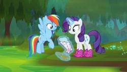 Size: 1920x1080 | Tagged: safe, derpibooru import, screencap, rainbow dash, rarity, the end in friend, boots, glitter boots, shoes