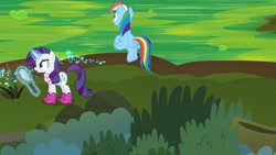 Size: 1920x1080 | Tagged: safe, derpibooru import, screencap, rainbow dash, rarity, the end in friend, boots, glitter boots, shoes