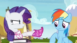 Size: 1920x1080 | Tagged: safe, derpibooru import, screencap, rainbow dash, rarity, the end in friend, boots, glitter boots, shoes