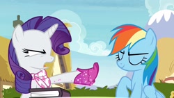 Size: 1920x1080 | Tagged: safe, derpibooru import, screencap, rainbow dash, rarity, the end in friend, boots, glitter boots, shoes