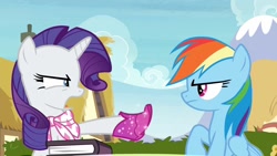 Size: 1920x1080 | Tagged: safe, derpibooru import, screencap, rainbow dash, rarity, the end in friend, boots, glitter boots, shoes