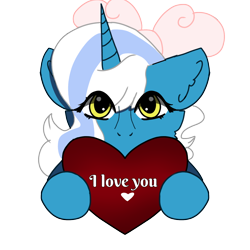 Size: 1280x1280 | Tagged: safe, derpibooru import, oc, oc:fleurbelle, alicorn, alicorn oc, bow, cute, female, golden eyes, hair bow, heart, hearts and hooves day, holding, horn, mare, simple background, transparent background, wingding eyes, wings