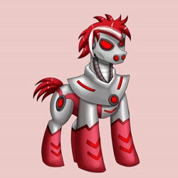 Size: 960x960 | Tagged: safe, artist:zachc, derpibooru import, oc, oc:ivisren red, cyborg, pony, robot, robot pony, commission, cyborg pony, red eyes, unnamed oc, villian