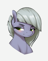 Size: 1408x1797 | Tagged: safe, artist:aquaticvibes, derpibooru import, limestone pie, earth pony, pony, blushing, bust, cute, female, lidded eyes, limabetes, mare, portrait, simple background, solo, white background