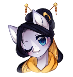 Size: 868x908 | Tagged: safe, artist:miioko, derpibooru import, oc, oc only, earth pony, pony, clothes, earth pony oc, eyelashes, hairpin, kimono (clothing), one eye closed, simple background, solo, transparent background, wink