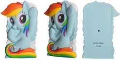 Size: 800x400 | Tagged: safe, derpibooru import, rainbow dash, action figure insider, blue skin, blue wings, chara-bricks, cutie mark, multicolored hair, rainbow hair, raised hoof, raised leg, red eyes, wings