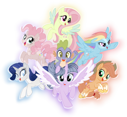 Size: 1186x1092 | Tagged: safe, artist:bookieverse-nextgen, derpibooru import, edit, applejack, fluttershy, pinkie pie, rainbow dash, rarity, spike, twilight sparkle, twilight sparkle (alicorn), alicorn, bookieverse, coloring page, headcanon, mane six, redesign, simple background, transparent background