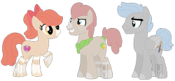 Size: 961x444 | Tagged: safe, artist:bookieverse-nextgen, derpibooru import, apple bloom, chipcutter, oc, oc:apple fritter, earth pony, pegasus, base used, bookieverse, chipbloom, family, female, headcanon, male, neckerchief, next generation, offspring, older, older apple bloom, older chipcutter, parent:apple bloom, parent:chipcutter, parents:chipbloom, redesign, shipping, simple background, straight, transparent background