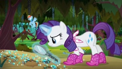 Size: 1920x1080 | Tagged: safe, derpibooru import, screencap, rainbow dash, rarity, the end in friend, boots, glitter boots, shoes