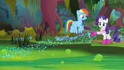 Size: 1920x1080 | Tagged: safe, derpibooru import, screencap, rainbow dash, rarity, the end in friend, boots, glitter boots, shoes