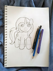 Size: 1280x1707 | Tagged: safe, artist:crystalhanleyart, derpibooru import, trixie, pony, unicorn, deviantart watermark, obtrusive watermark, sketch, smiling, solo, traditional art, watermark