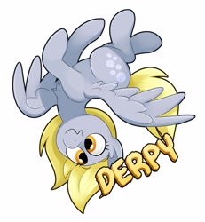 Size: 2625x2836 | Tagged: safe, artist:luximus17, derpibooru import, derpy hooves, pegasus, pony, chest fluff, cute, derpabetes, female, flying, mare, scrunchy face, simple background, solo, spread wings, upside down, white background, wings
