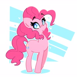 Size: 3000x2994 | Tagged: safe, artist:kindakismet, derpibooru import, pinkie pie, earth pony, pony, abstract background, blushing, cute, diapinkes, female, heart, high res, looking at you, mare, smiling, smiling at you, solo