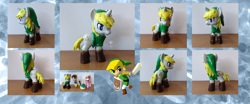 Size: 3793x1580 | Tagged: safe, artist:binidi, derpibooru import, pony, unicorn, craft, link, male, ponified, sculpture, shield, stallion, sword, the legend of zelda, traditional art, weapon