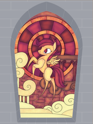 Size: 2400x3200 | Tagged: safe, artist:sixes&sevens, derpibooru import, scootaloo, pegasus, pony, circuit board, cloud, fanfic, fanfic art, fanfic cover, female, roman, solo, stained glass