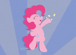 Size: 4745x3419 | Tagged: safe, artist:background basset, derpibooru import, pinkie pie, earth pony, pony, abstract background, bipedal, confetti, happy, lineless, open mouth, solo