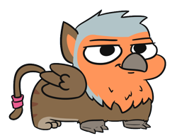 Size: 692x540 | Tagged: safe, artist:jargon scott, derpibooru import, oc, oc only, oc:thumbtack, griffon, little shid, simple background, smug, solo, squatgriffon, squatpony, transparent background