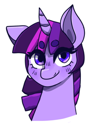 Size: 1188x1543 | Tagged: safe, artist:d00fu5_, artist:d0ofu5, artist:lmaodoofus, derpibooru import, twilight sparkle, pony, ambiguous race, beanbrows, bust, eyebrows, eyebrows visible through hair, one ear down, simple background, solo, white background