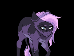 Size: 3449x2631 | Tagged: safe, artist:venommocity, derpibooru import, oc, oc:cassiopeia, pony, black background, female, magical lesbian spawn, mare, offspring, parent:tempest shadow, parent:twilight sparkle, parents:tempestlight, simple background, solo