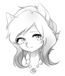 Size: 1486x1725 | Tagged: safe, artist:miioko, derpibooru import, oc, oc only, earth pony, pony, bust, earth pony oc, grayscale, jewelry, monochrome, necklace, pearl necklace, solo