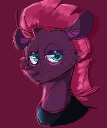 Size: 1103x1318 | Tagged: safe, artist:noodlezss, derpibooru import, tempest shadow, unicorn, horn, red background, simple background, sketch, solo
