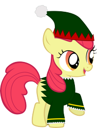 Size: 6000x7928 | Tagged: safe, artist:sakatagintoki117, derpibooru import, apple bloom, earth pony, pony, the show stoppers, christmas, elf costume, female, filly, foal, holiday, simple background, solo, transparent background, vector