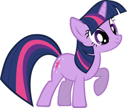 Size: 2651x2262 | Tagged: safe, artist:freak0uo, derpibooru import, twilight sparkle, unicorn twilight, pony, unicorn, .svg available, female, full body, high res, hooves, horn, mare, multicolored mane, multicolored tail, purple eyes, raised hoof, raised leg, simple background, smiling, solo, standing, tail, transparent background, vector