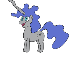Size: 3400x3000 | Tagged: safe, artist:anonymous, ponerpics import, oc, oc only, oc:contard, pony, /mlp/ con, long horn, simple background, smiling