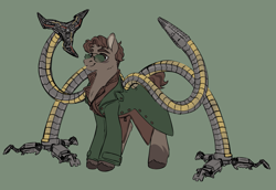 Size: 1889x1299 | Tagged: safe, artist:polymercorgi, derpibooru import, pony, doctor octopus, green background, marvel, ponified, simple background, solo