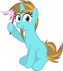 Size: 807x912 | Tagged: safe, derpibooru exclusive, derpibooru import, oc, oc only, oc:sollace, pony, unicorn, .svg available, 2022 community collab, bucktooth, derpibooru community collaboration, female, filly, flag, foal, freckles, full body, gray eyes, hoof hold, horn, looking at you, open mouth, open smile, show accurate, simple background, sitting, smiling, smiling at you, solo, svg, tail, teenager, transparent background, two toned mane, two toned tail, unicorn oc, vector, younger