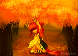 Size: 900x647 | Tagged: safe, artist:cabbage-arts, derpibooru import, oc, oc only, original species, pony, autumn, commission, commissioner:cel0x, female, forest, solo