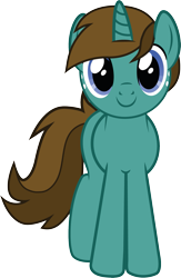 Size: 1329x2044 | Tagged: safe, artist:lunardreams, derpibooru import, oc, oc only, oc:lunard, pony, unicorn, 2022 community collab, derpibooru community collaboration, freckles, front view, full body, horn, show accurate, simple background, smiling, solo, standing, tail, transparent background, two toned mane, two toned tail, unicorn oc