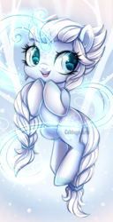 Size: 500x977 | Tagged: safe, artist:cabbage-arts, derpibooru import, pony, unicorn, commission, commissioner:0oartnuto0, crossover, elsa, female, frozen (movie), glowing, glowing horn, horn, magic, ponified, solo