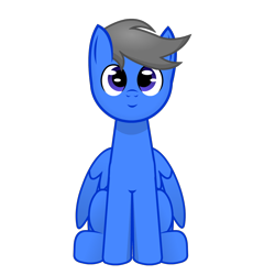 Size: 1200x1200 | Tagged: safe, artist:harleneap, derpibooru import, oc, oc only, pegasus, pony, 2022 community collab, derpibooru community collaboration, front view, full body, male, pegasus oc, simple background, sitting, smiling, solo, stallion, transparent background, wings