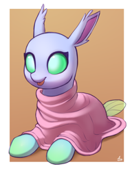 Size: 1500x1950 | Tagged: safe, artist:luminousdazzle, derpibooru import, oc, oc only, oc:eltyra, changedling, changeling, insect, :p, blanket, changeling oc, cute, cuteling, digital art, gradient hooves, lying down, prone, simple background, smiling, solo, tongue, tongue out