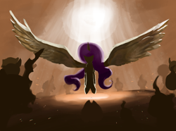 Size: 2580x1920 | Tagged: safe, artist:solid shrimp, derpibooru import, princess celestia, alicorn, changeling, large wings, no face, wings
