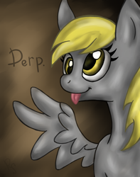 Size: 1500x1900 | Tagged: safe, artist:rainbowspine, derpibooru import, derpy hooves, solo, spread wings, tongue, tongue out, wings